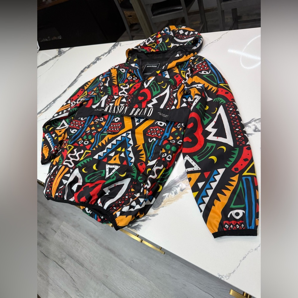 Reason Jackets 1/4 Zip Emblem 8 Size S Windbreaker Abstract  Hoodie